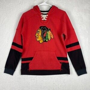 CCM Pro Oka Athletic Equipment Chicago Blackhawks Sweater L 14/16 Red Hooded